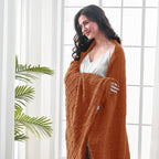 inhand Knitted Throw Blankets for Couch and Bed, Soft Cozy Knit Blanket with Tassel, Orange Rust Lightweight Decorative Blankets and Throws, Farmhouse Warm Woven Blanket for Men and Women, 60"x80"