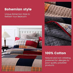 Secgo California King Comforter Set for Bed - 100% Cotton Quilts Cal King Size, Black Bedspreads (120 * 110 Inch) with 2 Pillow Shams, Patchwork Reversible Lightweight Bedding