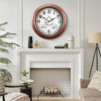 CLXEAST 18 Inch Illuminated Outdoor Indoor Clocks with Smart Sensor,Modern Farmhouse Lighted Wall Clock with Temperature and Humidity for Patio, Garden Decor,Copper/Rose Gold Finish