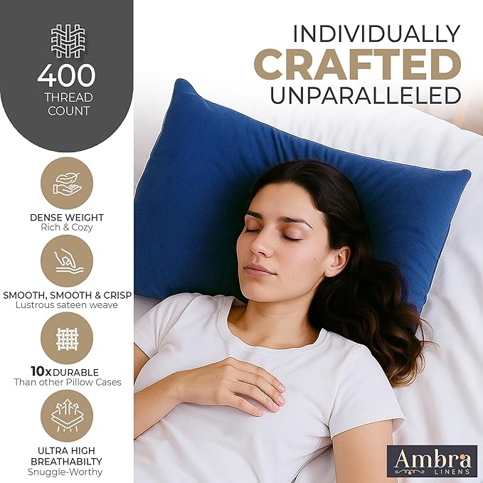 Ultra Soft Pillow Protectors 400TC Set of 2 Breathable Pillow Covers 100% Protection Against Stains, Dust & Dirt - Machine Washable