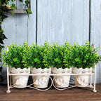 Artificial Plants Flowers Grass Shrubs 8 Pack No Fade Faux Plastic Flowers Outdoor for Farmhouse Garden Porch Patio Indoor Wedding Decoration Greenery Fake Plants uv Resistant (1#Green)