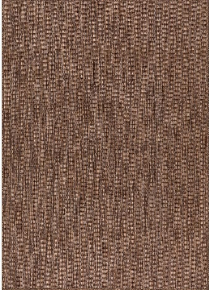 Washable Indoor Outdoor Rug Weather Resistant Carpet Modern Solid for Porch Deck Balcony Backyard Patio Rug 8x10 Gold Brown