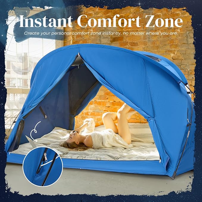 Bed Tent Canopy Twin, Blackout Portable Sleep Tent Easy Setup, Breathable Mesh, Privacy Curtains for Adults, Ideal for Indoor