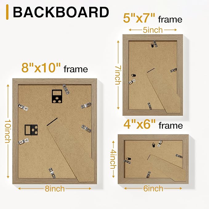 Vittanly 15 Pack Picture Frames Collage Wall Decor, Multi Sizes Including 3pcs 8x10, 6pcs 5x7 and 6pcs 4x6 Photo Frames, Gallery Frame Set for Wall or Tabletop Display, Olive Brown