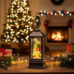 10'' Christmas Gnomes Snow Globe Lantern Lighted Santa Elf Musical Water Lantern Swirling Glittering Home Decoration and Gift, Battery Operated or USB Powered