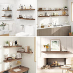 32 Inches Floating Shelves for Wall, 9.3" Deep Long Floating Shelves Set of 2, Large Display & Storage Shelf, Wall Shelf for Bathroom Bedroom Living Room Kitchen Office, Walnut