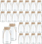 Vintage Glass Flower Vase，24 Pack Farmhouse Transparent White Glass Centerpiece Vases Mason Jars for Weddings, Parties & Home Decor Bulk (24, Transparent)