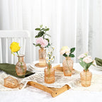 Bud Vases in Bulk 64, Amber Glass Vases for Centerpieces, Small Vases for Flowers, Mini Vintage Vase, Small Flower Vase for Centerpieces, Bud Vases for Wedding Table Decor