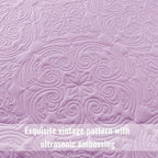 Exclusivo Mezcla Quilts King Size Bedspread with 2 Pillow Shams, Lightweight Lalic King Quilt Bedding Set with Vintage Damask Pattern, Soft Bedspreads Coverlets for All Seasons