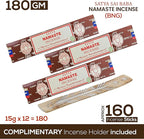 Satya Namaste Incense Sticks, Satya Bng (Bangalore) Insenses 15gmx12 Pack with Raajsee Incense Holder Bundle, Satya Nagchampa Natural Incense