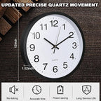 Inbagi 8 Pcs Wall Clock Bulk Large Silent Battery Operated Classroom Clocks Quartz Analog Non Ticking Wall Clocks Round for Office School Kitchen Classroom Home Bedroom Decorative(Black,12 Inch)