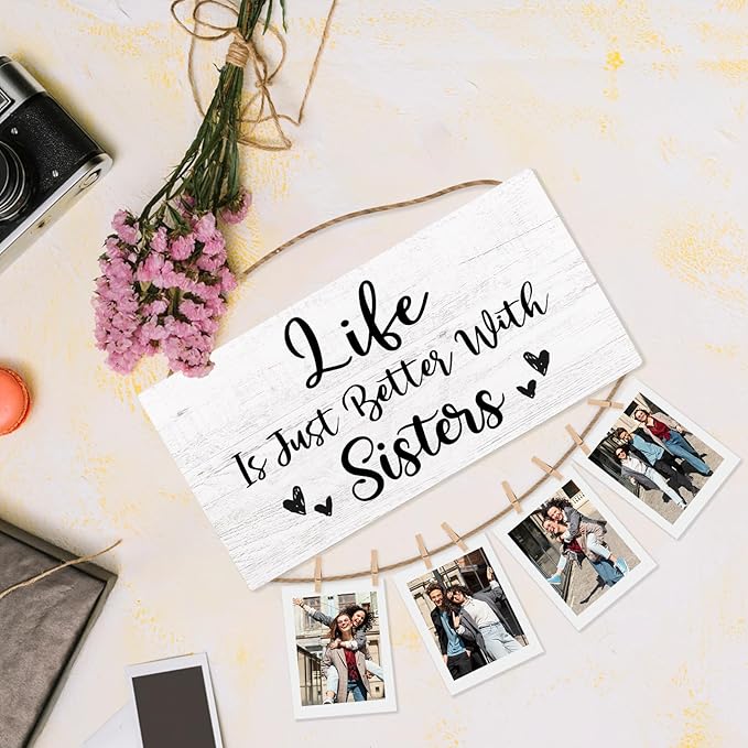 Sisters Gifts Picture Frame Photo Holder for Wall, Sister Gift from Sister, Best Sister Gift, Gifts for Sister from Brother Sister Gifts, Best Sister Ever Gifts Hanging Photo Display