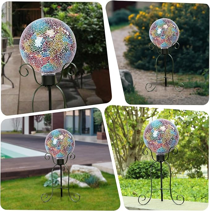 VCUTEKA Gazing Ball, 8" Glass Gazing Balls Sphere for Garden Lawn Outdoor Ornament Yard Decorative