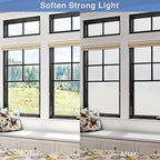 Volcanics Frosted Glass Window Privacy Film with Installation Tools, Removable Static Cling Bathroom Window Film, Heat Control UV Blocking, Peep-Proof, Ideal for Home Office 17.5 x 78.7 Inches