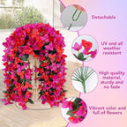 Artificial Bougainvillea Flowers for Outdoor Plant,2 pcs Faux Hanging Flowers Bougainvillea for Outside Decoration,Fake Silk UV Resistant Vines for Front Door Porch(Rose red+Fuchsia)