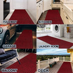 Custom Size Backed Non-Slip Area Rugs Runner, Easy Clean, Waterproof Runner Rugs for Hallway Entryway, Kitchen, Laundry, 2FT x 22FT, Red Stripe
