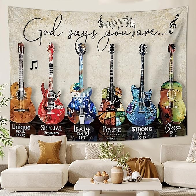 yowecso Musical Guitar Tapestry Rock Guitar Tapestry Wall Hanging for Bedroom Cool Rock Music Tapestries Aesthetic Wall Decor for Home Dorm Living Room 50"x60"