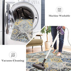 Lahome Moroccan Trellis Kitchen Rugs Non Slip Washable, 2x3 Rugs for Entryway Bathroom, Non-Slip Indoor Door Mat Ultra-Thin, Small Oriental Throw Carpet for Bedroom Entry, Yellow/Aqua