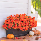 Ivydale Artificial Fall Flowers for Outdoors, 4 Bundles Fake Bougainvillea Flower Realistic Silk Flowers for Outside, Faux Fall Flowers for Outdoor Planters Patio Porch Home Decorations, Orange