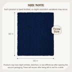 Carriediosa Chunky Knit Throw Blanket 50" X 60", 100% Hand Made Large Chenille Loop Yarn Soft Fluffy Throws for Couch Sofa Bed, Big Crochet Cozy Heavy Thick Cable Woven Blankets, Navy Blue