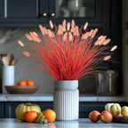 Fake Grass Fall Flowers Artificial Shrubs Artificial Grass Wheatgrass Cattails Fake Grass Decorations Artificial Plants Ornamental Grass Outdoor Grass Green Leafy Decorations (12PCS)Orange