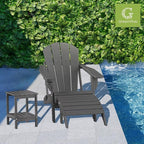 GREENVINES Adirondack-Ottoman | Set of 4 | HDPE Plastic | Outdoor Footrest | All Weather | Foot Rest | Foot Stool | Grey | for Adirondack Chair | for Patio Backyard Pool
