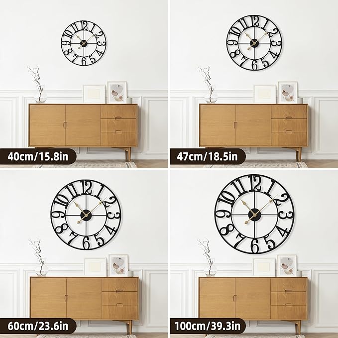 1st owned Large 24 Inch Silent Non-Ticking Wall Clock - Battery Operated, Metal Vintage Retro Decorative Modern Wall Clock for Bedroom, Kitchen, Office, Farmhouse Decor