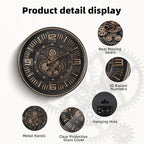 Maxstar Large Vintage Moving Gear Wall Clock, 20''Battery Operated Industrial Steampunk Metal Decor for Living Room, Office,Fireplace, Farmhouse(Arabic Number-Bronze)