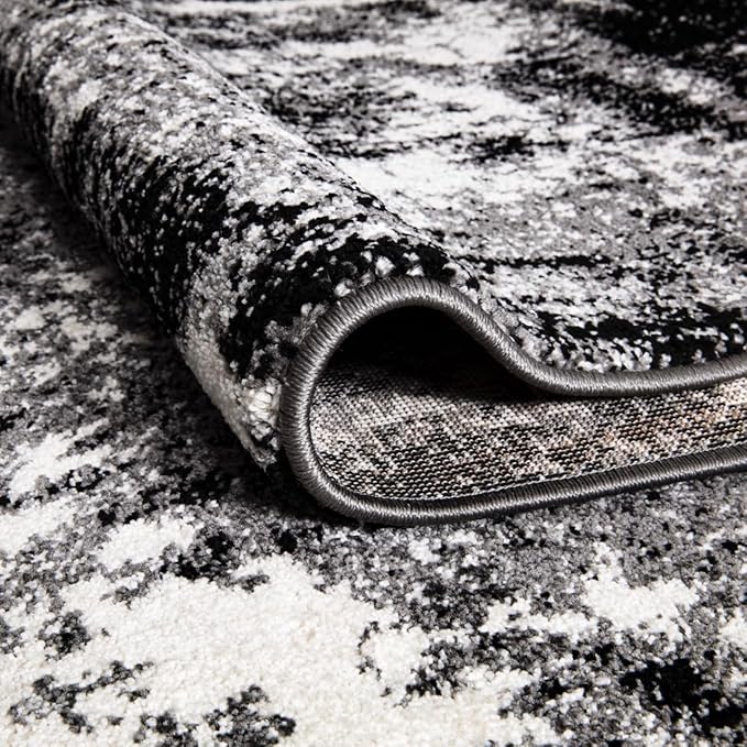 Keen Home Design Area Rugs - 6x9 Non-Shedding, Abstract Rugs for Kitchen, Living Room, Bedroom, Dining Room, Entryway - Size: 5'11" x 9'2", Abstract Black