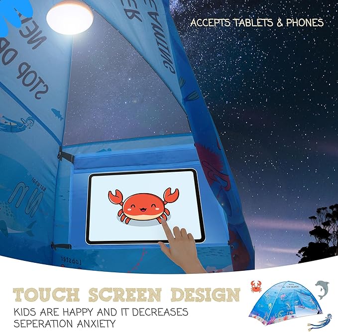 Water World Twin Bed Tent for Kids Indoor Fort - Magical Dream Tents for Boys Pop Up Toddler Bed Canopy for Girls Bunk Bed Tent for Top Bunk - Sensory Sleep Pod for Kids Educational