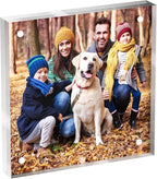 4x4 Acrylic Picture Frame 1 Pack, Clear Freestanding Double Sided Frameless Magnetic Photo Frames, Desktop Display Decor Gift