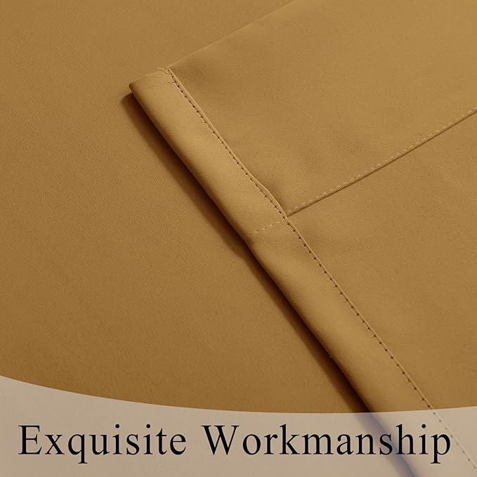 Fcosie 150 Inches Extra Wide Flame Retardant Fire Resistant Fireproof Drapes with Antique Bronze Grommets - 150" W by 102" L - Oak - 2 Panels - Grommet Insulated Room Darkening Privacy Curtains