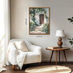 Floating Framed Canvas Vintage Wall Art, Rustic Cottage Spring Garden Oil Paintings Print, Country Floral Pictures Wall Decor for Living Room Bedroom Office Home Decor 16x24 inch