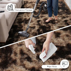 Fluffy Rug Shaggy Area Rug, Mottling Brown 3x5 Area Rugs for Bedroom, Small Bedside Rug, Soft Fluffy Shaggy Entryway Throw Rugs for Living Room Bedroom Kids Room Home Decor