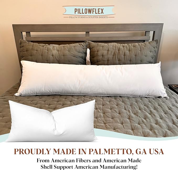 Pillowflex Synthetic Down Pillow Insert - 14x24 Down Alternative Pillow, Ultra Soft, Large Rectangle, Lumbar, Travel, Neck, Sleeping Pillow - 1 Decorative Pillow Form