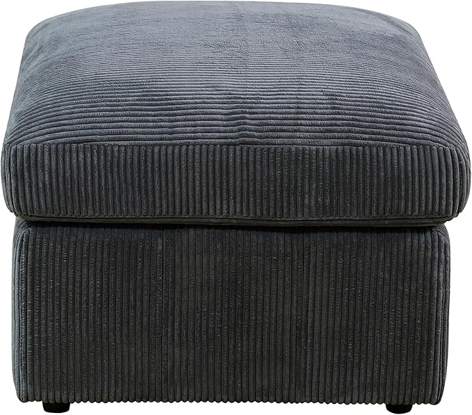 Ottoman Rectangular Storage Ottoman Bench, Flannel Footrest Stool Footstool with Lid for Living Room, Bedroom, Entryway, Dark Gray, 38"x30"x22"