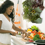 Worth Garden Upgraded 6 Sets (18 Pockets) Self Watering Stackable Vertical Planters - Wall Mounted Plastic Plant Grow Pots for Strawberries Flowers Herbs - Indoor Outdoor Green Wall Decoration (Green)