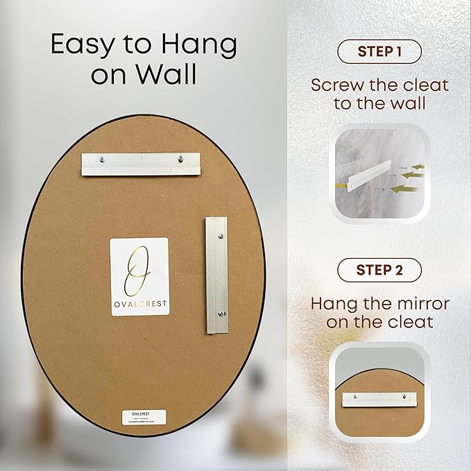 OVALCREST - Oval Wooden Beveled Wall Mirror for Home Decor, Bathroom, Vanity, Bedroom, Living Room, Hallway - London Style (Sunset Gold) 13.1 x 17.1