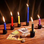 Black Spell Candle Holders 5 PCS, KSWING 1/2 Inch Diameter Ceramic Chime Ritual Candlestick Holders, Great for Casting Meditation Rituals Prayer Birthdays Altar Vigil Witchcraft Wiccan Supplies