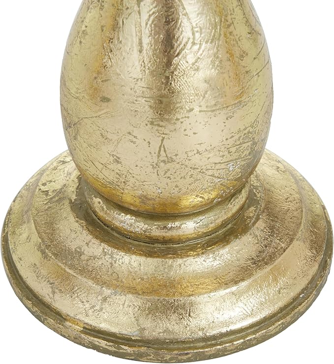 Deco 79 Mango Wood Decorative Candle Holder Turned Style Pillar Candle Stand, Set of 3 Candlestick Holder 10", 8", 6"H, Gold