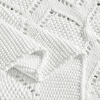 Longhui bedding Chunky Cotton Knit Throw Blanket for Couch, Sofa, Bed, or Chair, Decorative Breathable Fall Cable Knit Blanket 51 x 63 Inches, Medium Weight Cream