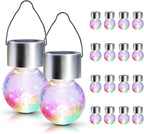 GIGALUMI 16 Pack Solar Hanging Lights for Christmas Decoration - Cracked Glass Solar Lights Outdoor Waterproof for Garden, Yard, Fence, Tree (Color Changing)
