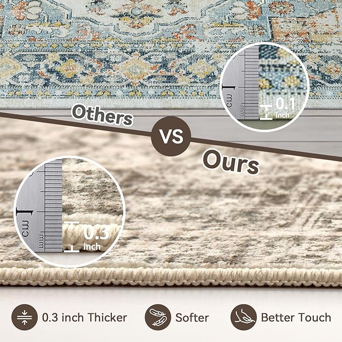 Topllen Entryway Rug - 2'x3' Boho Soft Low Pile Washable Area Rug, Non-Slip Small Rugs Indoor for Front Door Entrance Kitchen Bathroom, Vintage Carpet Stain Resistance (Black, 2x3ft)