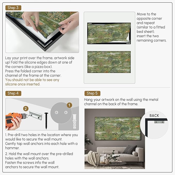 SIGNWIN 36"x72" Extra Large Framed Wall Art Medieval Fantasy Forest with Woodland Animals, Storybook-Inspired Scene for Home Living Room Bedroom Decor (Frame Assembly Required)