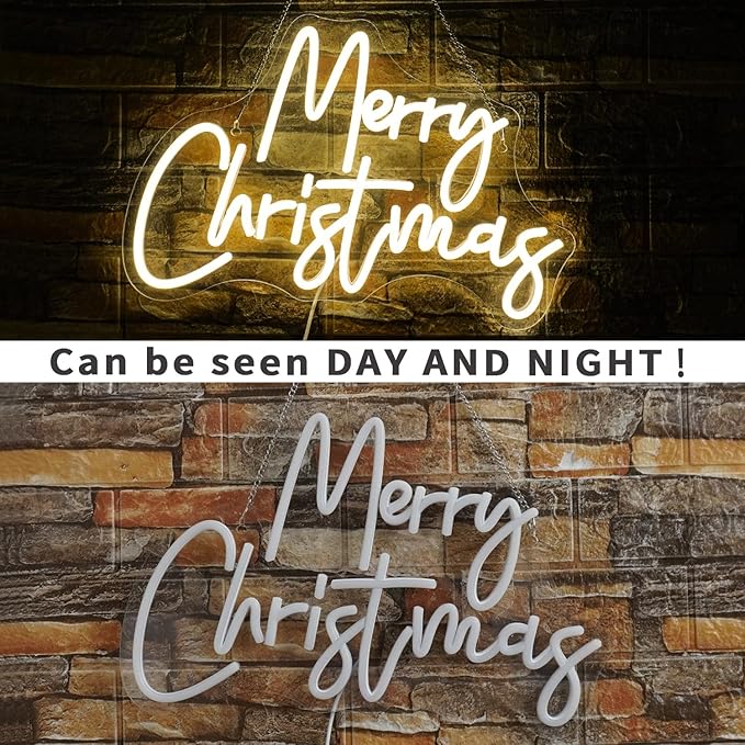 WLHOPE Merry Christmas Neon Sign Dimmable Neon Signs For Wall Decor Led Lights For Christmas Bar Man Cave Club Party Room Shop Window Bedroom Decoration Gifts USB Powered 12.6x16.14in