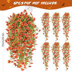 6 Bundles Artificial Fall Flowers for Outdoors Fake Plants Garden Home Fall Decor,UV Resistant Realistic Silk Faux Autumn Flower Indoor Outside Front Porch Patio Balcony Yard Farmhouse(Orange)