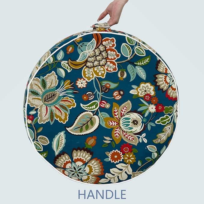 LVTXIII Inflatable Stool Ottoman Footrest with Handle, All Weather Foot Rest, Indoor or Outdoor Use for Home Patio Garden and Camping, D21 x H9, Peacock Blue