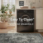 GENIMO 2x10 Runner Rugs for Hallway, Machine Washable Non Slip Vintage Rugs, Low Pile Lightweight Soft Print Rug for enrtyway, Corridor, Home Office, Kitchen, Charcoal Gray