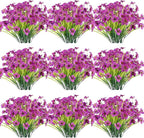 30 Bundles Artificial Flowers Outdoor UV Resistant Fake Flowers No Fade Faux Plastic Plants Garden Porch Window Box Decorating(Purple)