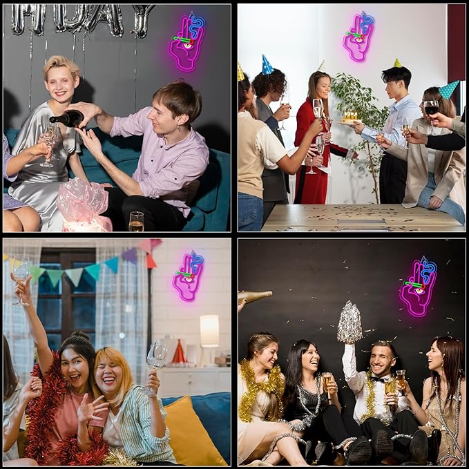 WLHOPE Evil Eye Hand Neon Sign for Wall Decor Pink Blue Led Lights Hamsa Light Signs USB Connectivity Eye Neon Light Signs for Bedroom Game Room Home Bar Pub Cafes Party Gift